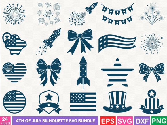 4th of July Silhouette SVG Bundle