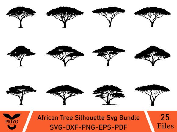 African Tree Silhouette SVG Bundle