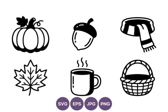 Autumn Icons Pumpkin Acorn Scarf Mug