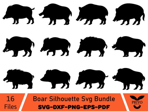 Boar Silhouette SVG Bundle