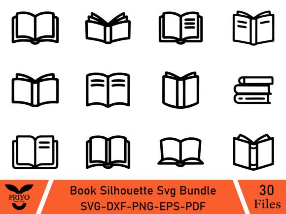 Book Silhouette SVG Bundle: Books SVG