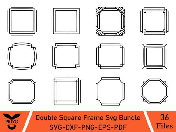 Double Square Frame SVG Bundle