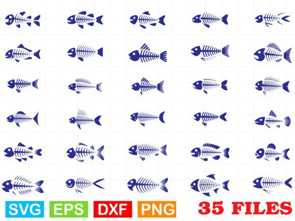 Fish Skeleton SVG Silhouette Bundle