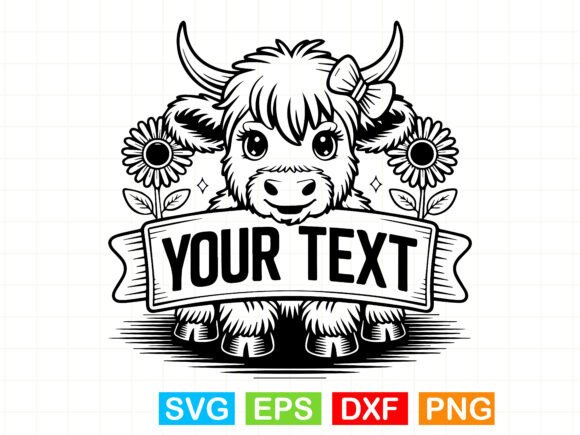 Highland Cow Peeking SVG