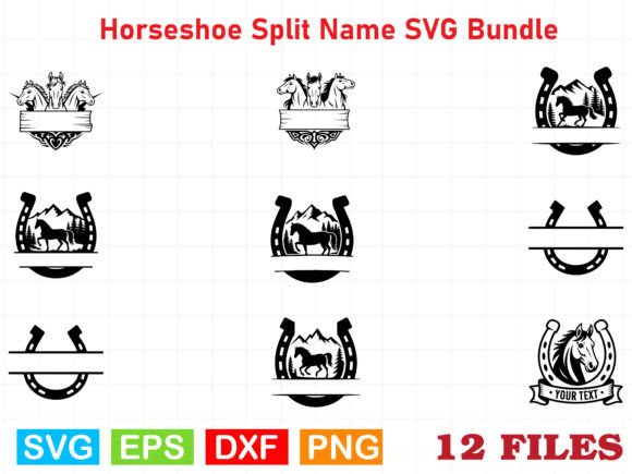 Horseshoe Split Name SVG Bundle
