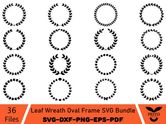 Leaf Wreath Oval Frame SVG Bundle