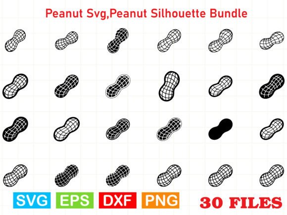Peanut Svg, Peanut Silhouette Bundle