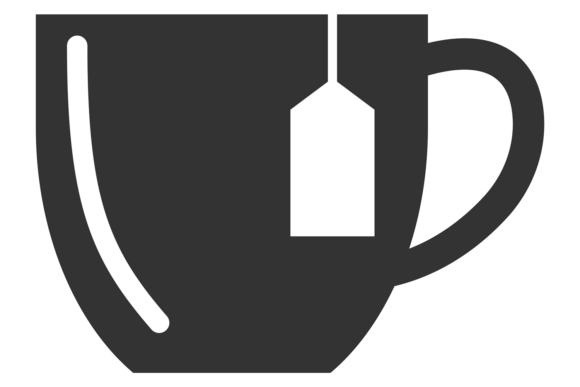 Tea Bag Paper Tag in Black Mug Icon