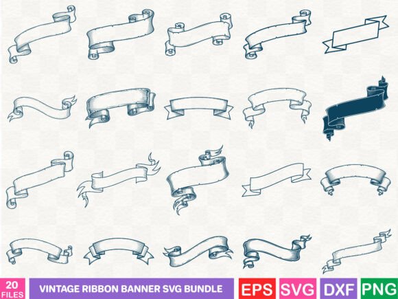Vintage Ribbon Banner SVG Bundle