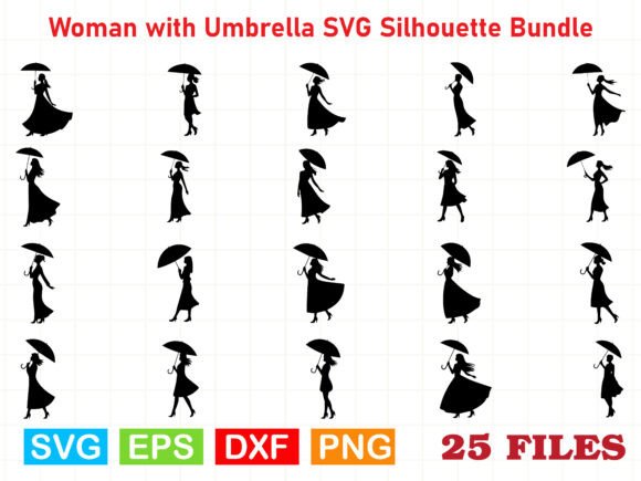 Woman with Umbrella SVG Bundle